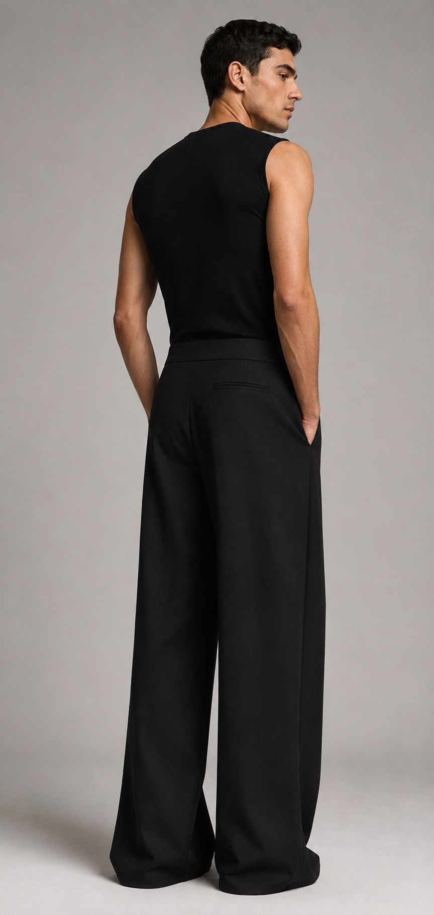 Wide-Leg Pleated Trousers