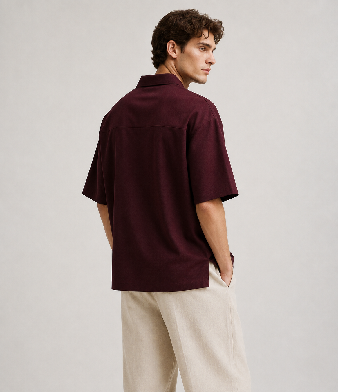 Structured Open-Collar Polo Shirt