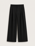 Wide-Leg Pleated Trousers