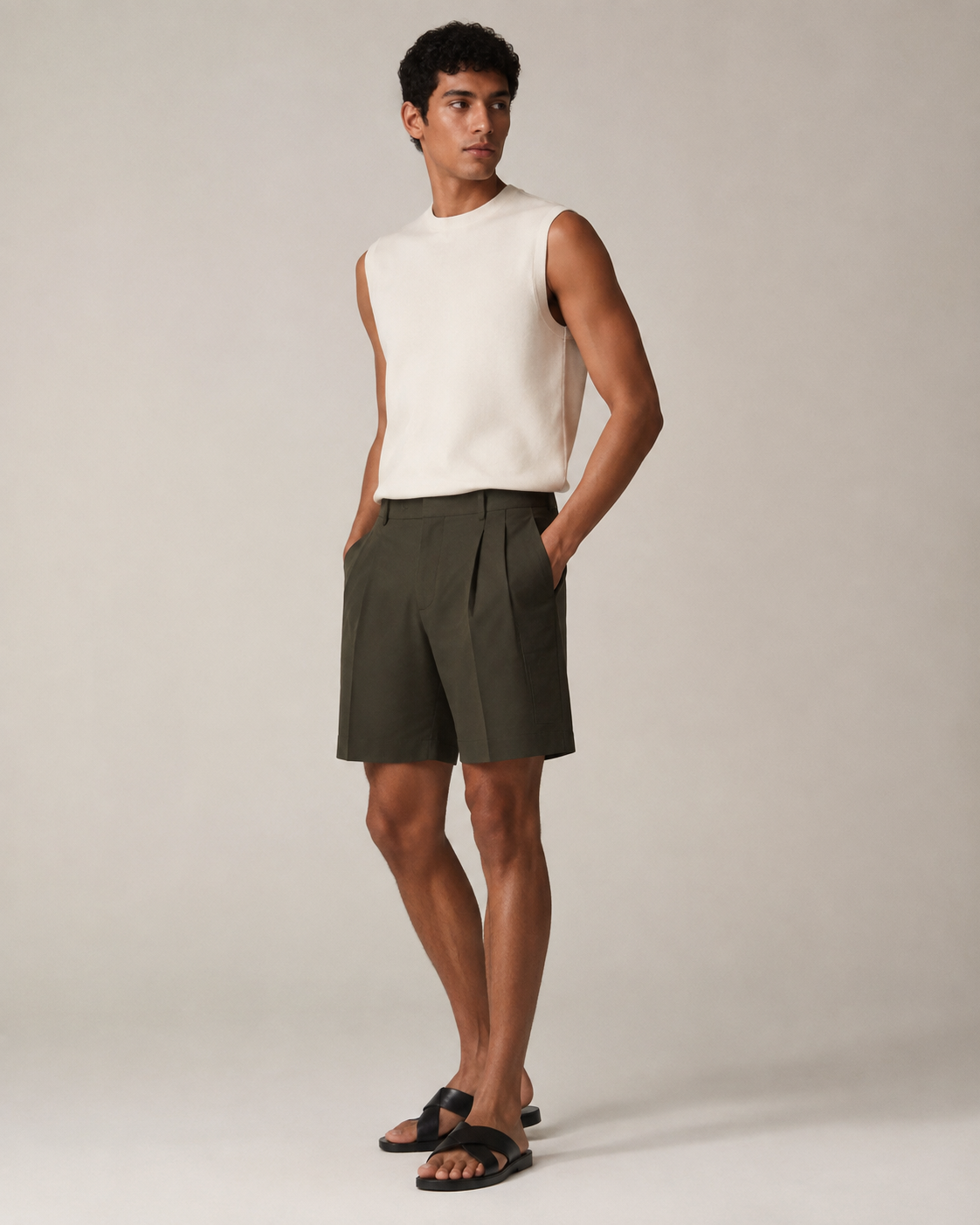 Double-Pleat Tailored Shorts