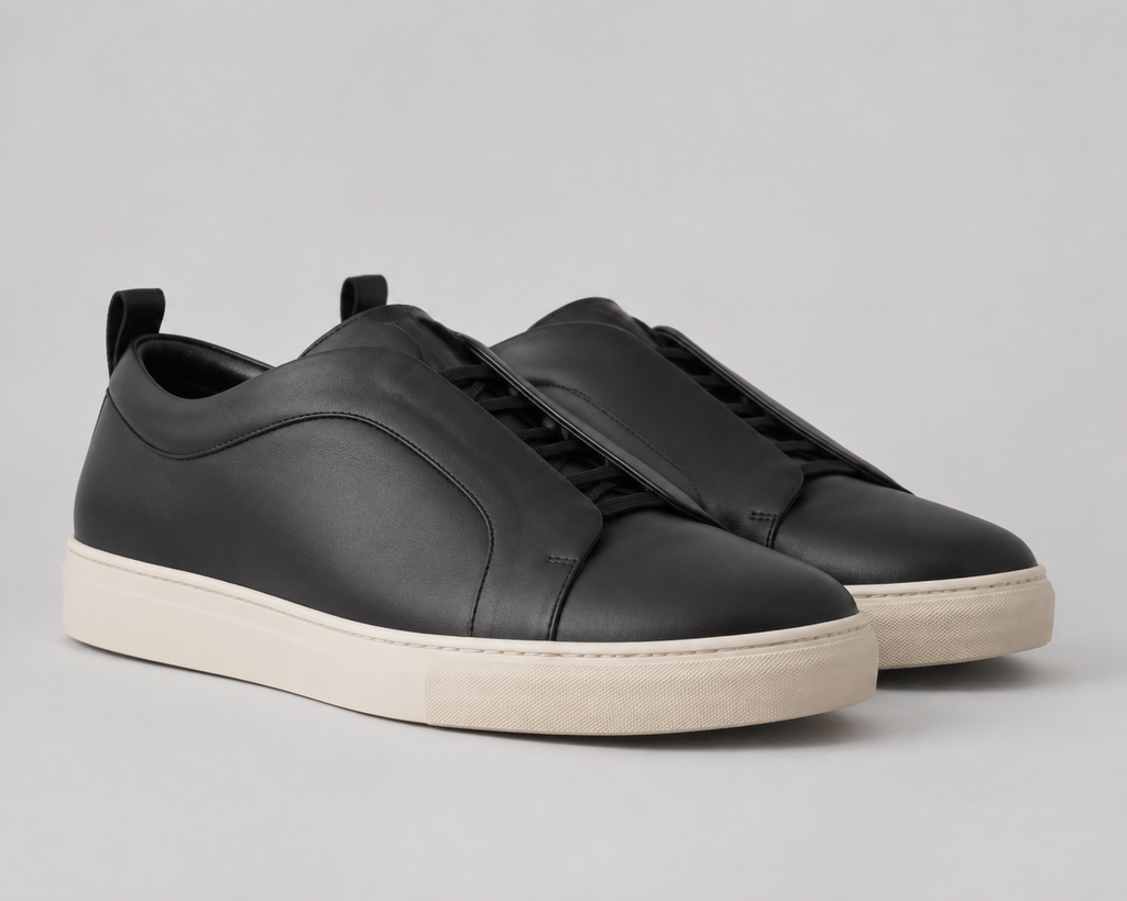 Asymmetric Leather Sneakers