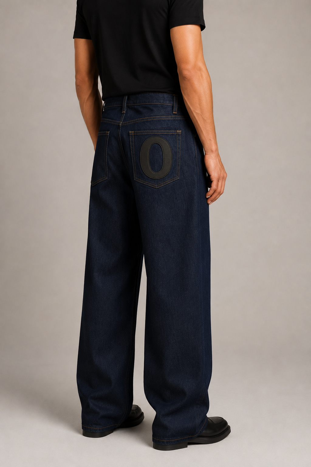 Raw Indigo Wide-Leg Denim Jeans