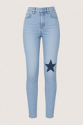 High-Rise Star Patch Slim Jeans