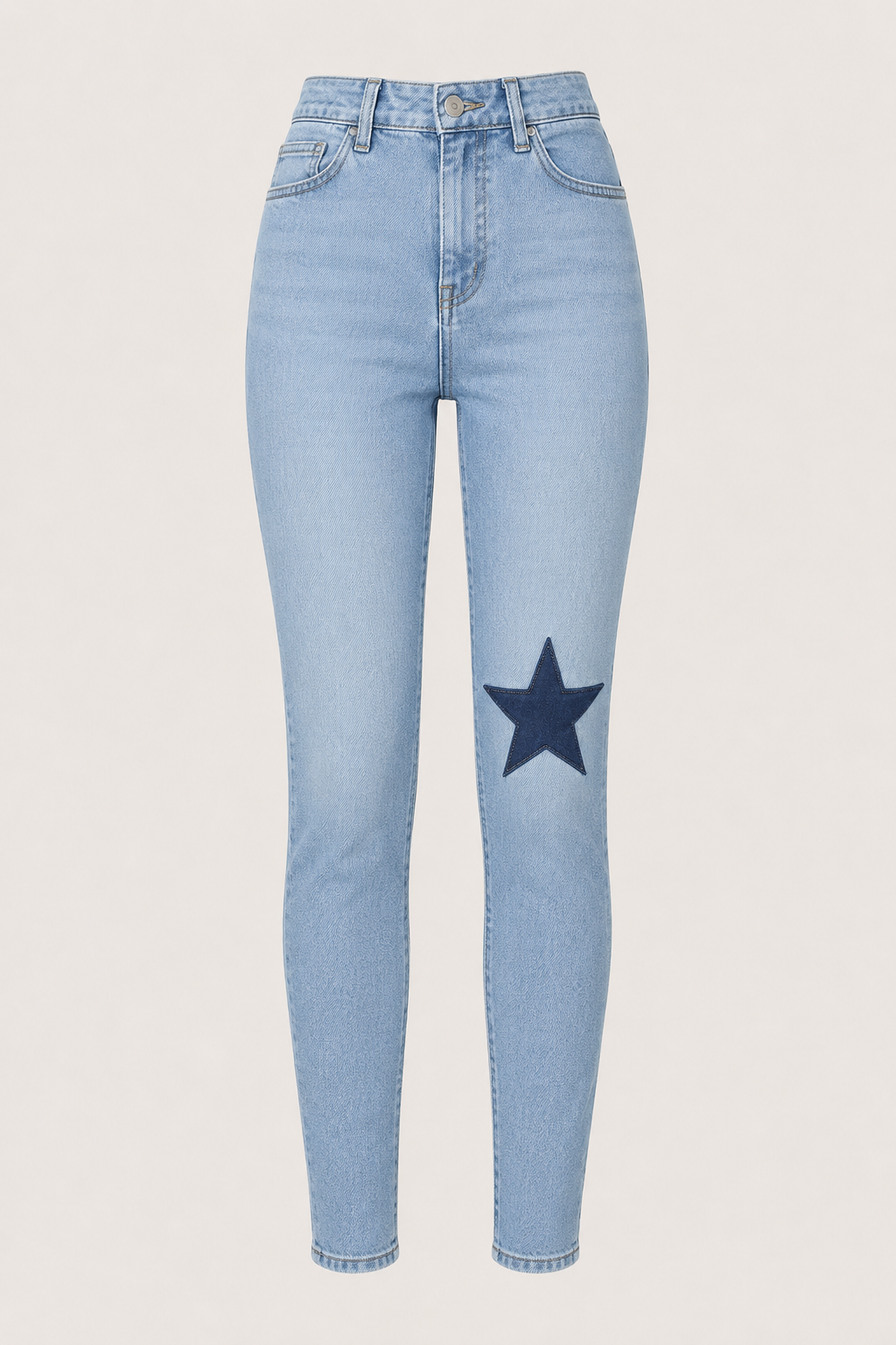 High-Rise Star Patch Slim Jeans