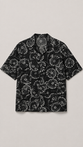 Camp-Collar Botanical Print Shirt