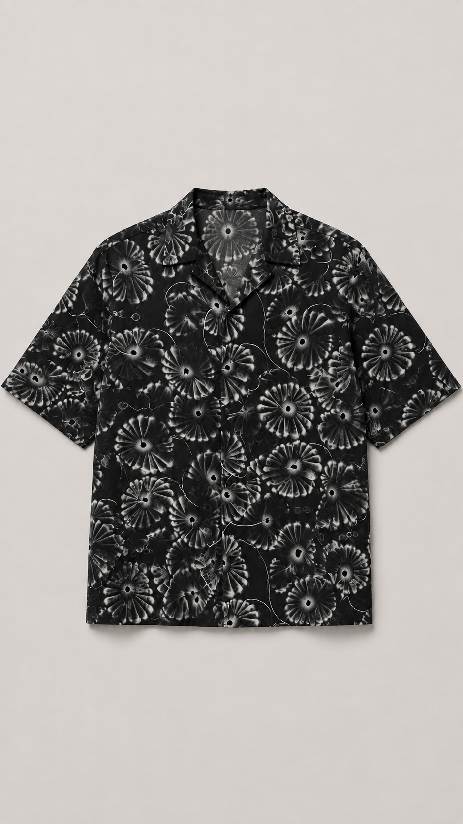 Camp-Collar Botanical Print Shirt