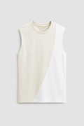 Asymmetric Two-Tone Sleeveless Top