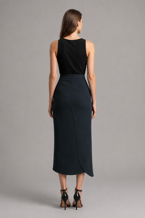 Architectural Asymmetric Wrap Skirt