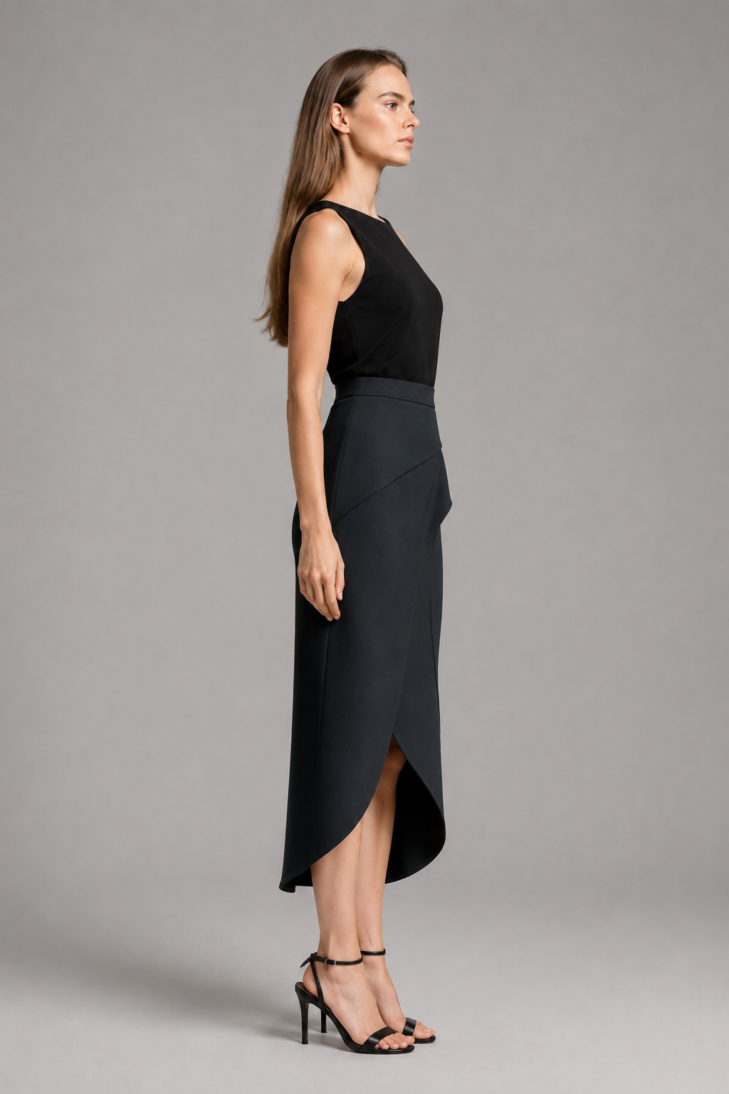 Architectural Asymmetric Wrap Skirt